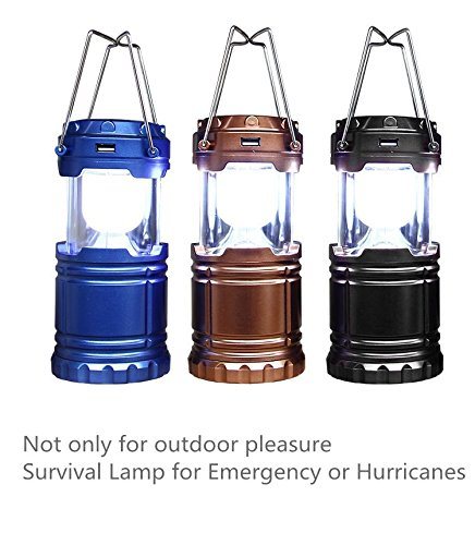 LED Camping Lantern Flash Light with Solar Charge, Emergency, Tent Light, Hiking, Outages, Collapsible Super Bright