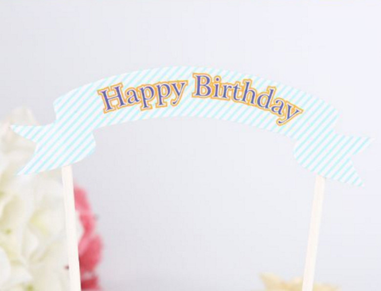 Factory Customized Happy Birthday Letter Banner Cake Decoration Paper Flag Cake Banner