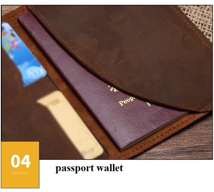 High Quality Leather Passport Man Wallet for Travel