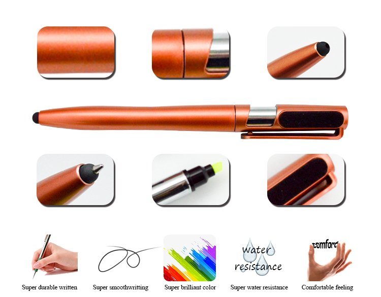 Custom Logo Promotional Plastic Touch Screen Highlighter Ballpoint Pen (LT-E016)