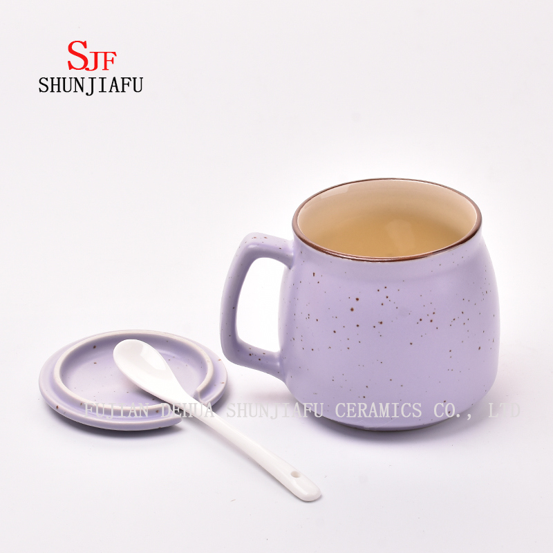 Creative Ceramic Mug with Lid. Breakfast Coffee Cup