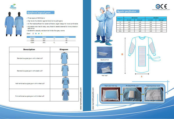 Ce Certificated Sterile SMS Reinforced Surgical Gown, Professional Manufacturer