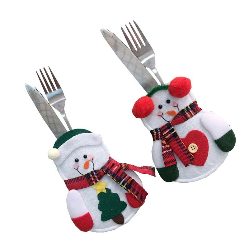 Christmas Decoration Little Snowman Cutlery Bag Creative Home Table Christmas Snowman Cutlery Set