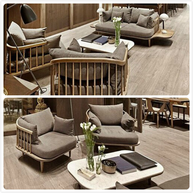(SD6005-3) Modern Hotel Furniture Wooden Leisure Fabric Sofa Set