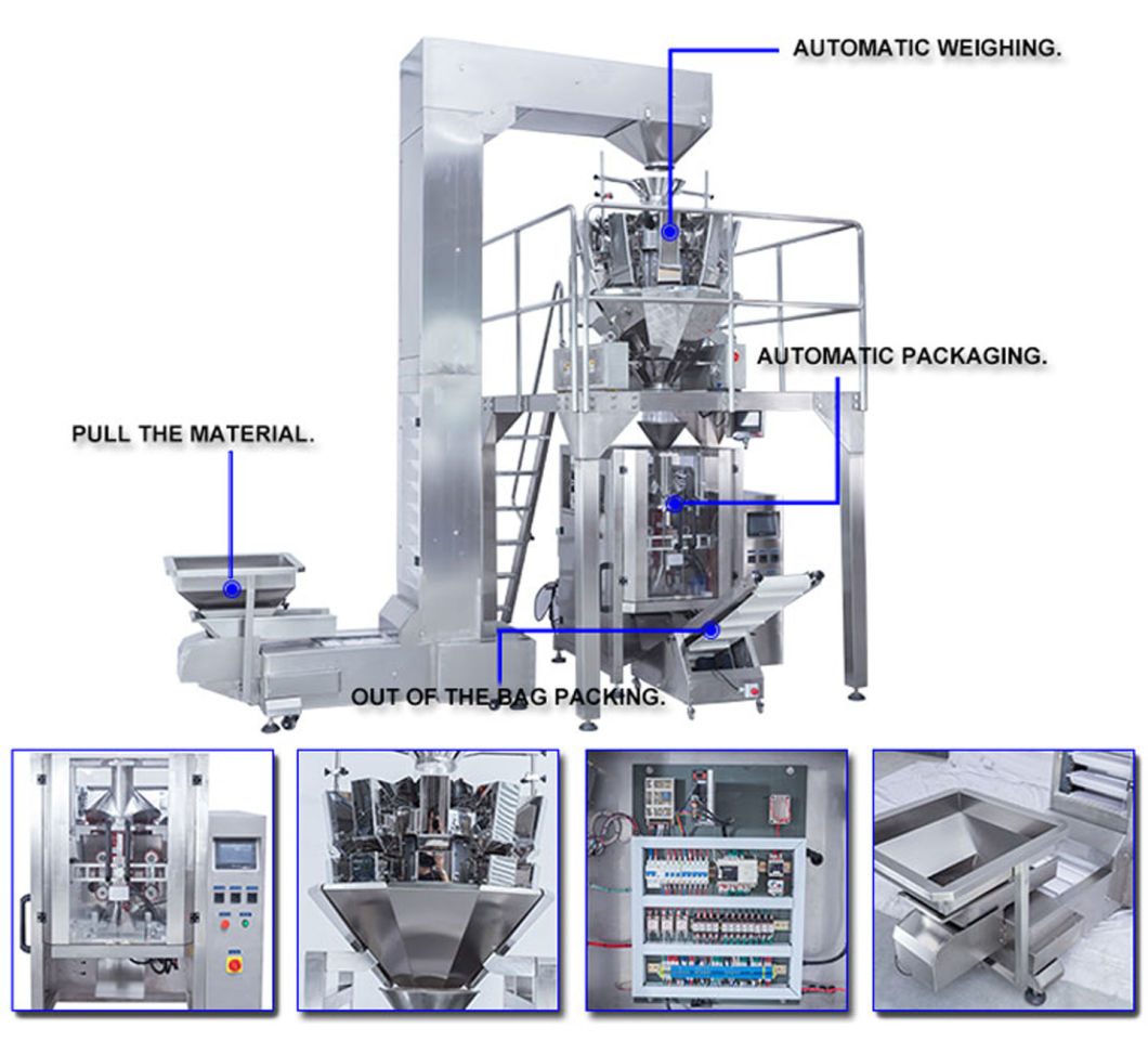 Servo Motor Automatic Weighing Filling Sealing Sugar, Salt, Bean, Chips Bagging Machine for Packaging