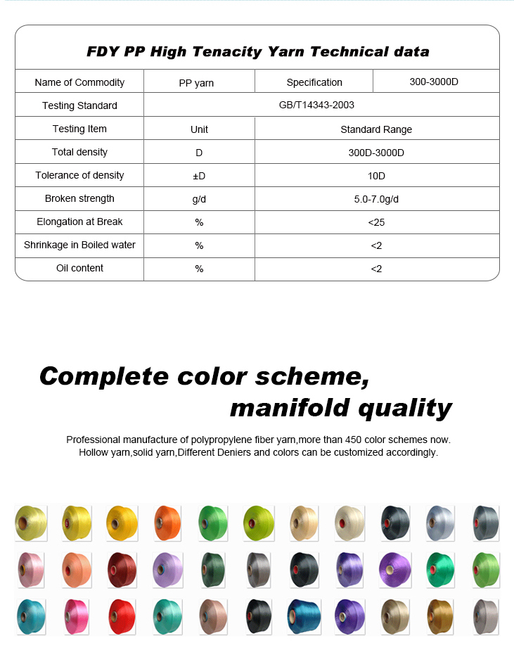 900d FDY 100% Polypropylene Multifilament PP Yarn