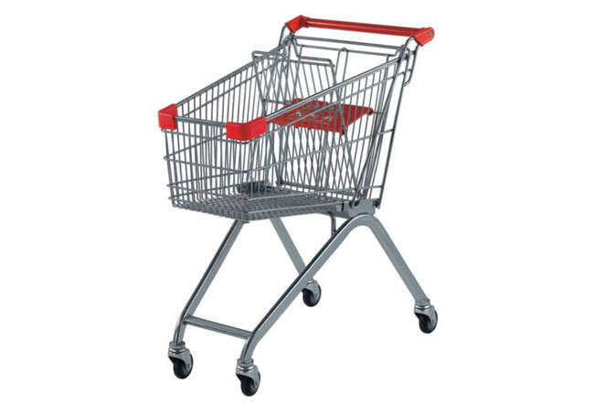 Chrome Plated Plastic Shopping Cart with 4 Wheels