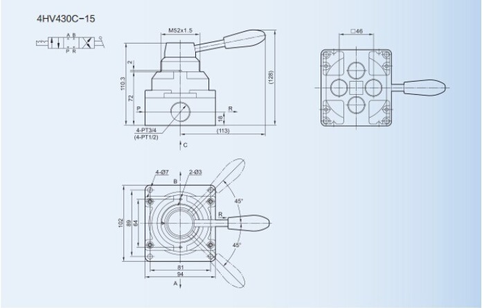 4hv Tc Seal Ceramic Pneumatic Lever Valve with Nut Airtac Type