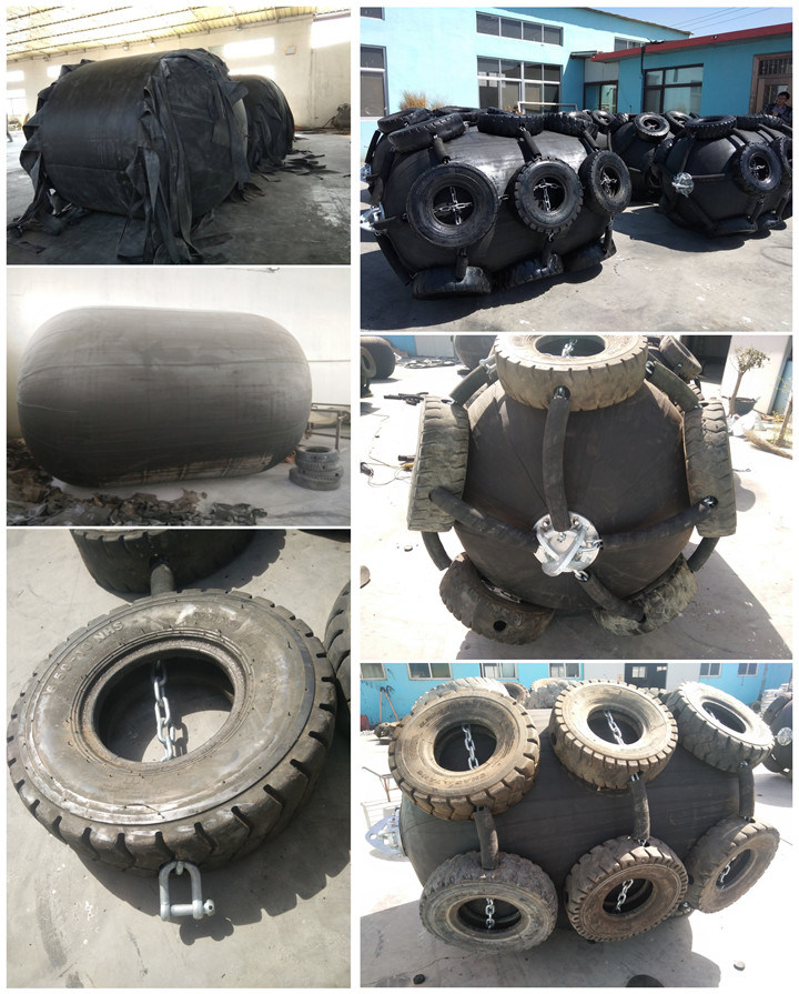 China Marine Pneumatic Rubber Fender with Galvanized Chain and Tire