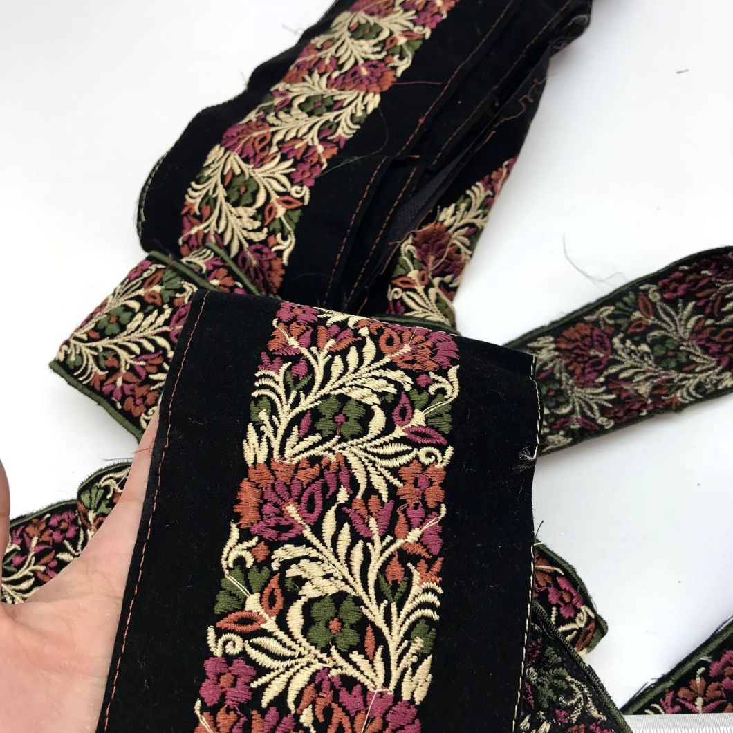 Jacquard Polyester Flower Embroidered Webbing Tape