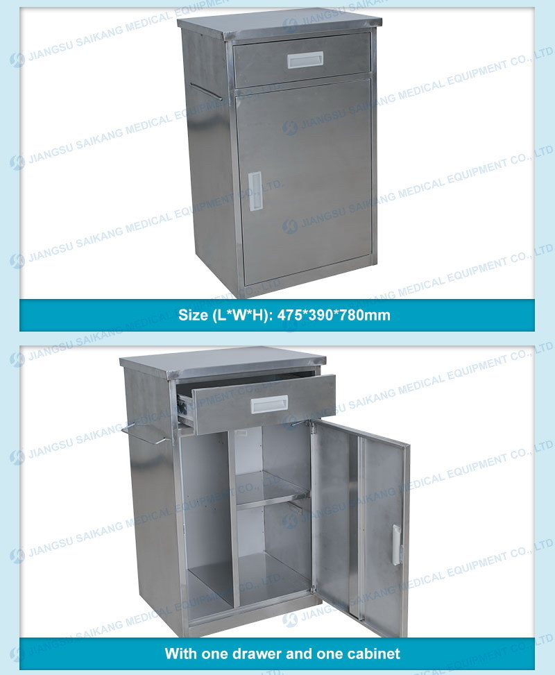 Professional Service Simple Hospital Stainless Steel Beside Cabinets