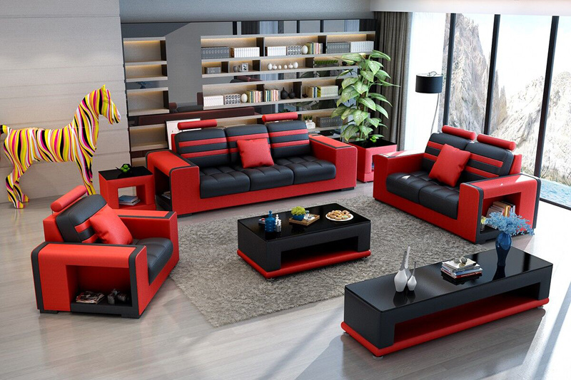 Modern Living Room Designer Leather Loveseat Sofa Chair