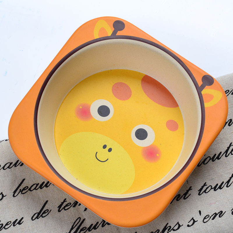 Promotional Gifts Cartoon Design Dinnerware Bamboo Fiber Kids Dinnerware Set