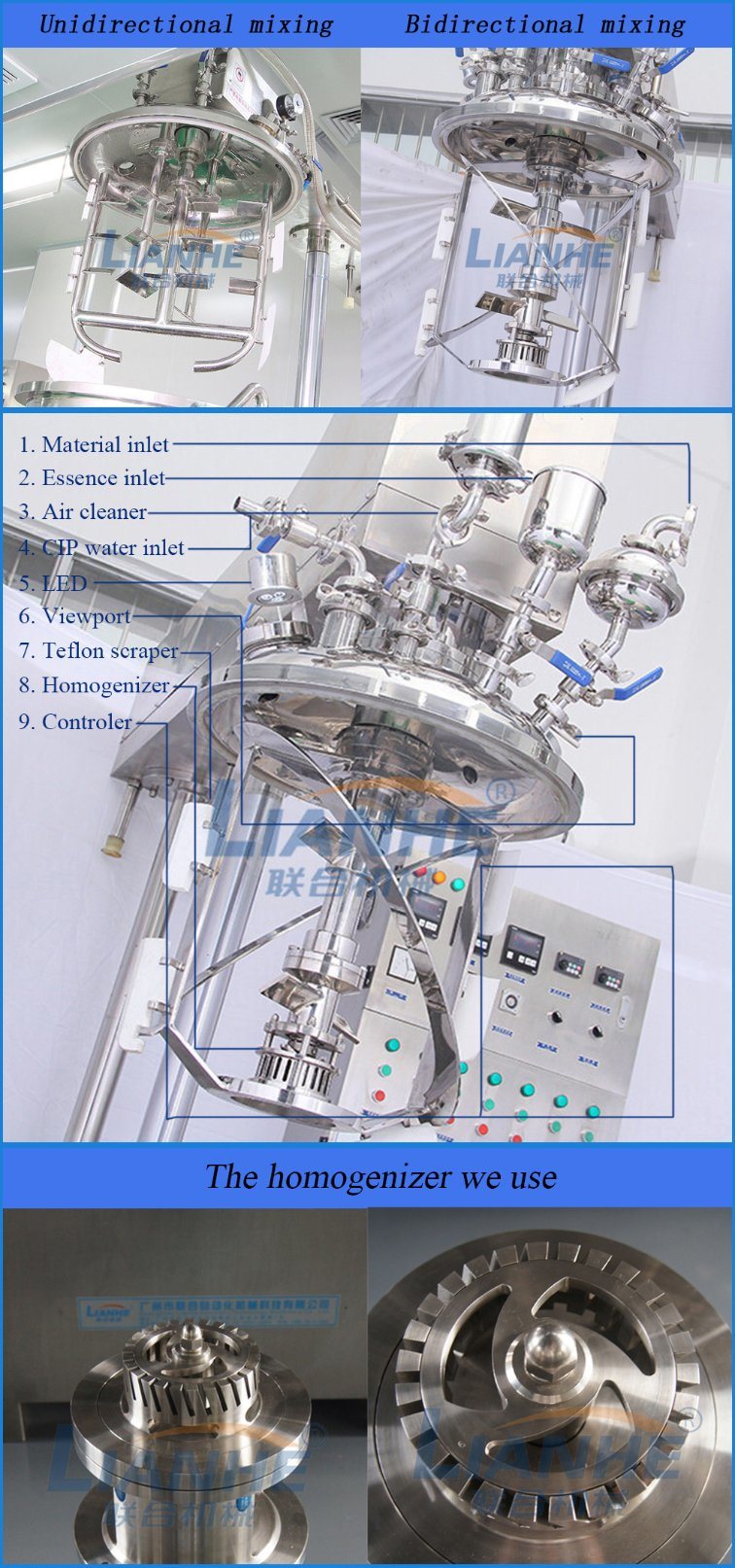 Vacuum Emulsifying Mixing Homogenizing Mixer Machine for Cream/Liquid