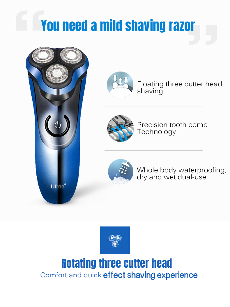 Ufree Waterproof Haie Shaver Floating Cutter Powerful Hair Trimmer