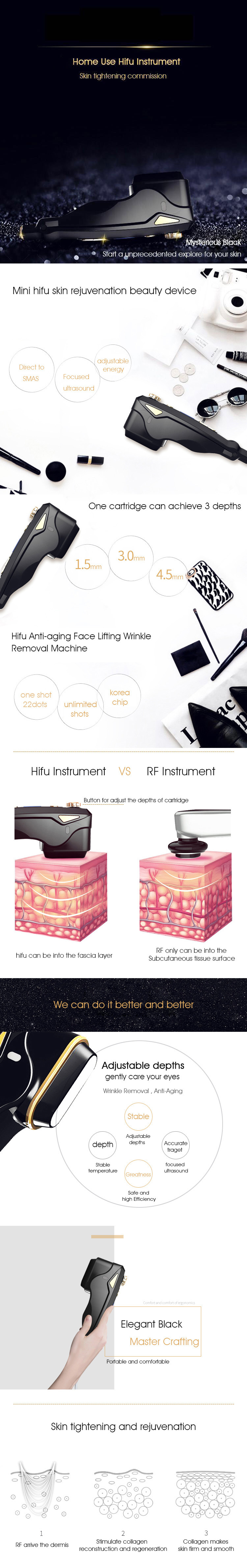 2018 New Cartridges Hifu Mini Portable Face Lift Skin Tightening Beauty Machine