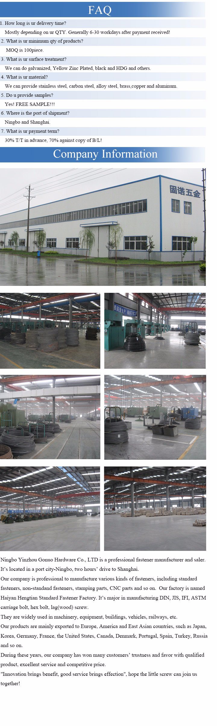 Hardware Manufacturer All Kinds of Stainless Steel Standard and Customized Fasteners