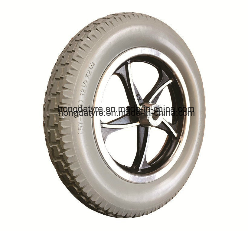 PU Foam Aluminum Rim Wheelchair Wheel Flat Free Wheel 12 1/2 X 2 1/4