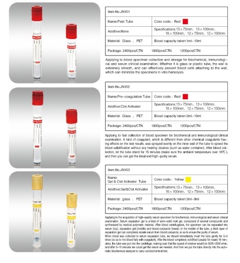 Glass Made Vacuum Blood Collection Tube for General Use