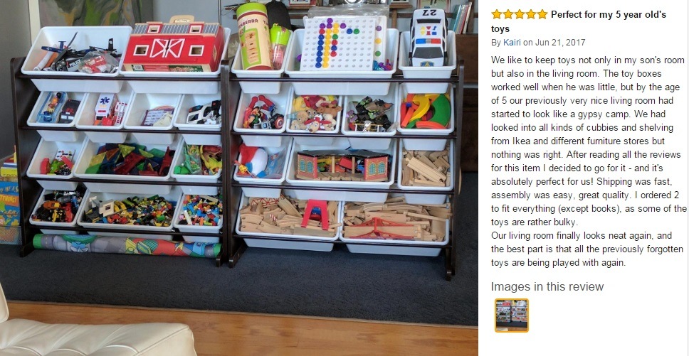 Toy Storage Rack Living Room Furniture with 12 Plastic Bins