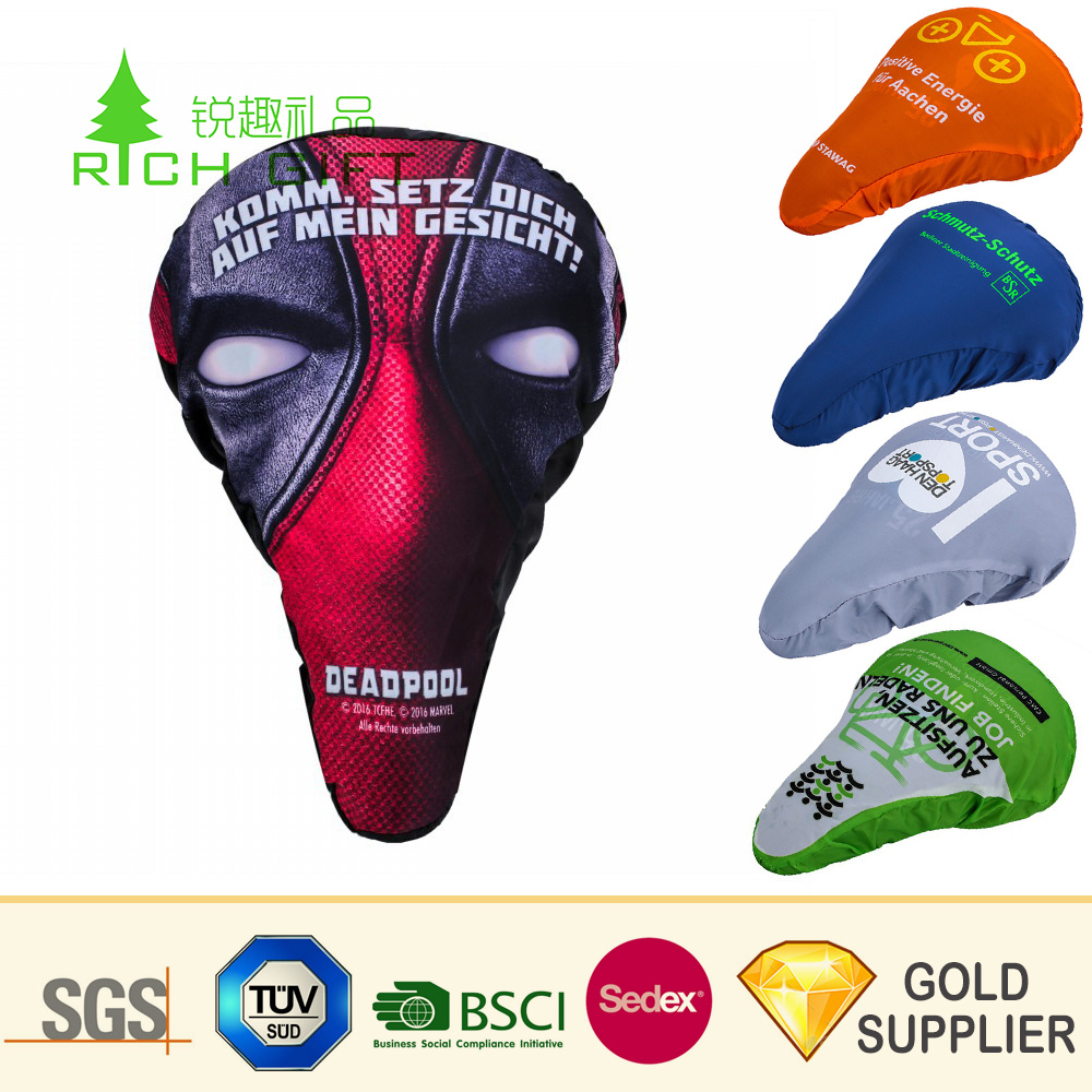 Wholesale Custom Personalized Promotional Waterproof Bicycle Seat Cover Bulk Gel Exercise Designer Advertising Dirt Plastic PVC Rain Cushion Bike Saddle Cover