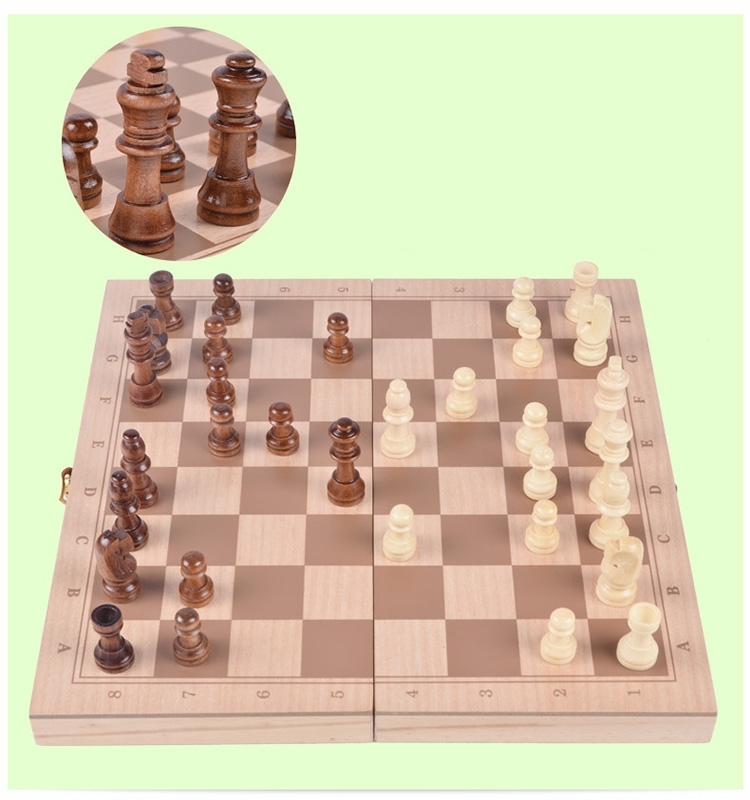 Wooden High Quality Chess Children Adult Suit Folding Board Game Chess Game 2 in One