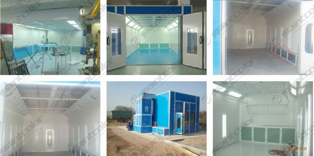 Vehicle Paint Booth with Air Ventilation Through Back Side Wall No Basement