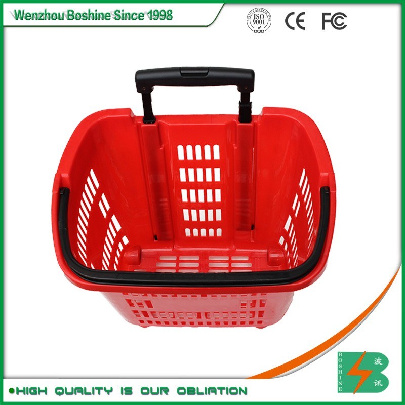 Vegetable Wheel Plastic Handle Supermarket Shopping Basket