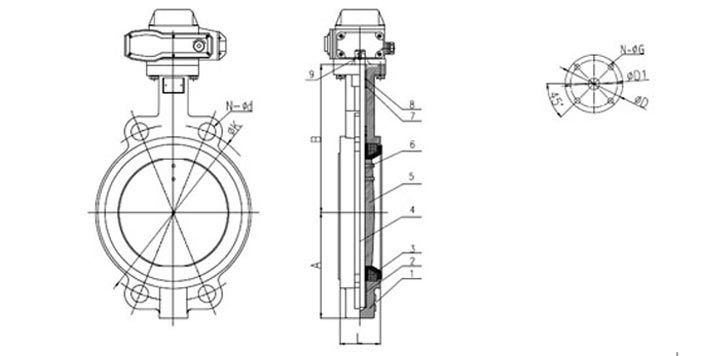 150lb Motorized/Electric Wafer Butterfly Valve (GAD971X)