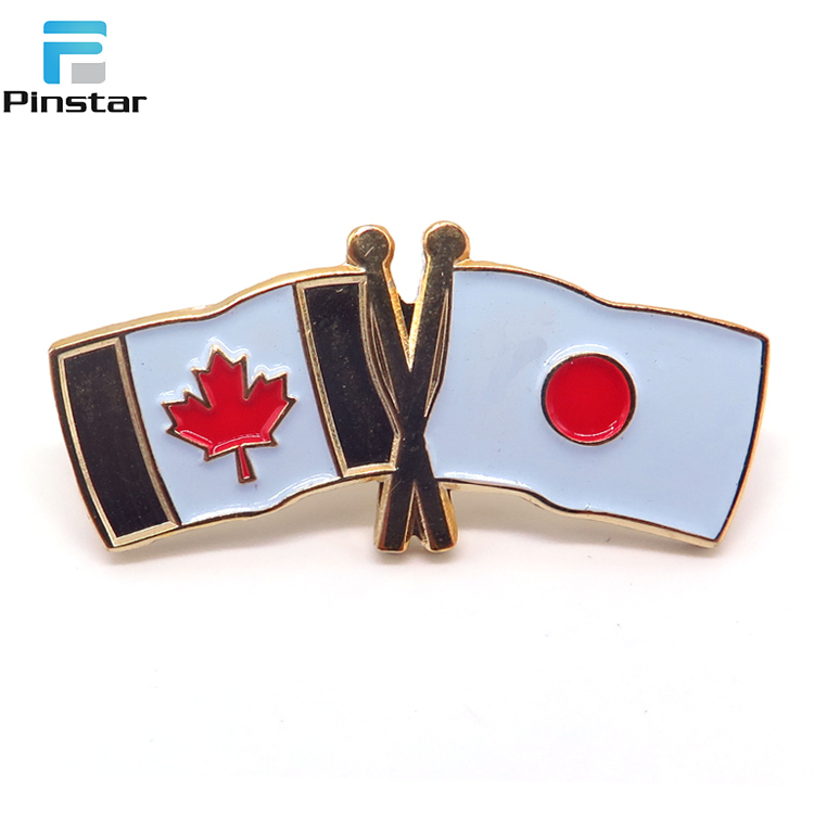USA and China Relationship Double Flags Poppy Pin Badge