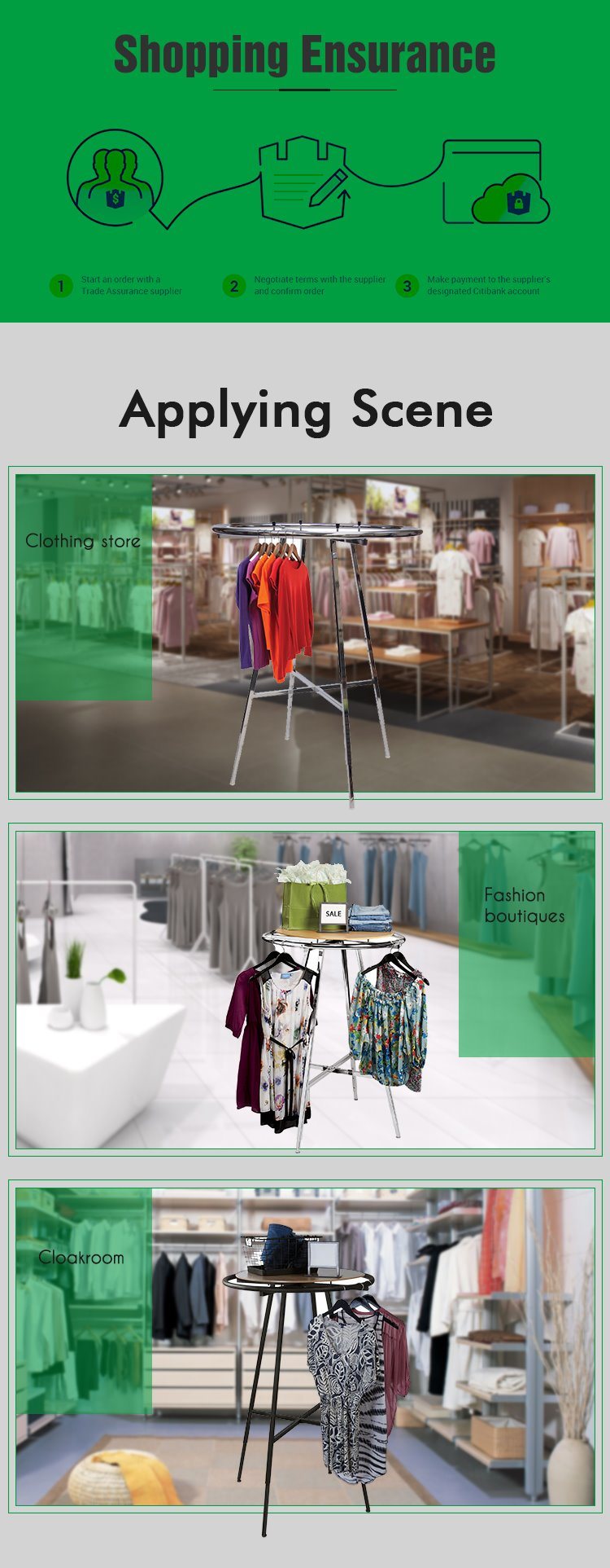 Garment Rack Movable Round Clothes Display Rack