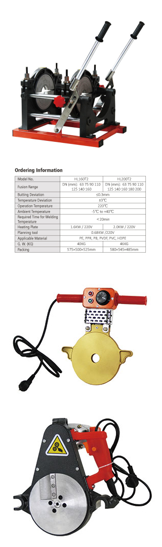 Good Quality Hand Plastic Pipe Electric Welding Tools 0.68kw 63mm-200mm