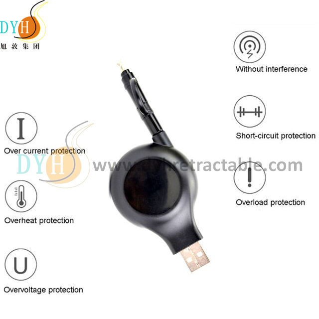 Portable Mini USB Retractable Cable Roller for Ios, Type-C and Android Phone Charge