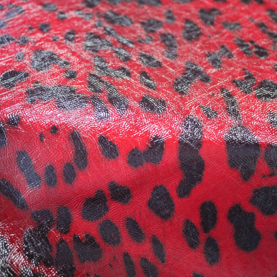 Glitter Leopard Grain Faux PU Leather Fabric for Original Leather Productions