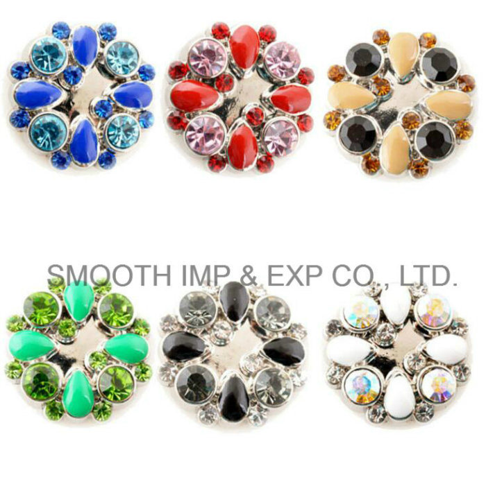 Fashion Metal Alloy Round Antique Silver Rhinestone Snap Button Bracelets