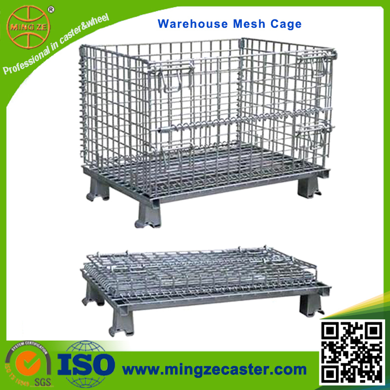 Foldable Stackable Heavy Duty Wire Mesh Cage for Warehouse Storage