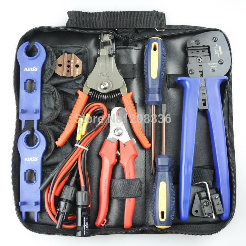 Igeelee Crimping Tools Agpv-4A Free Shipping Photovoltaic Solar Panel Tools Kit for Solar Panel Cable System Crimping Stripping Cutting Testing Tool