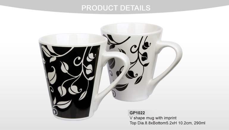 Wholesale White Ceramic Coffee Mug Cup in Decal Imprint