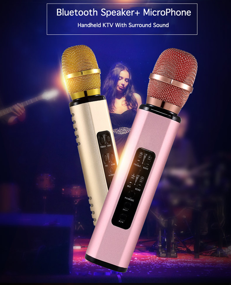 K6 Wireless Microphone Condenser Karaoke Microfone Record Music Metal Mikrofon Mic Bluetooth Speaker for Phone Computer Pk Ws858