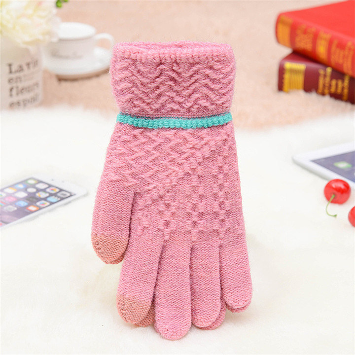 Hot Fashion Factory Wholesale Cheap Warm Knitted Custom Cute Funny Winter Women Knitted Wool Gloves