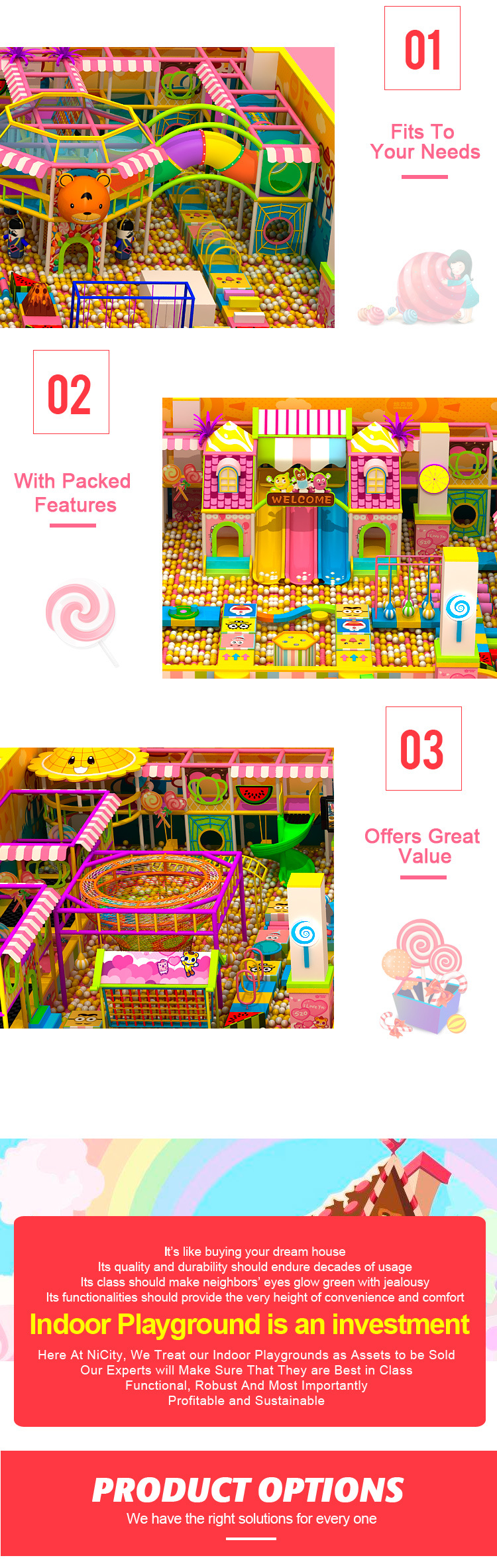 Cheap Customized Candy Theme Kids Indoor Playground Play Center