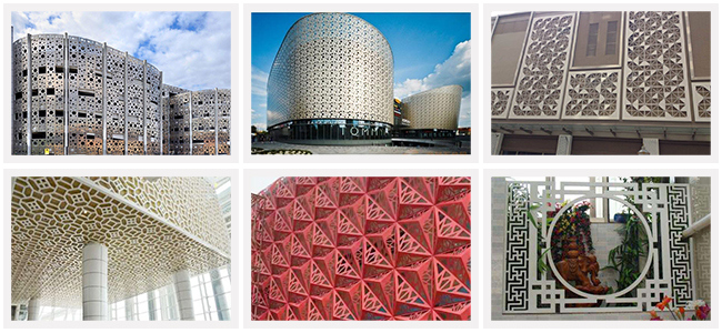 Laser Cutting Perforated Facade Wall Decoration with Carved Aluminum Cladding Panel