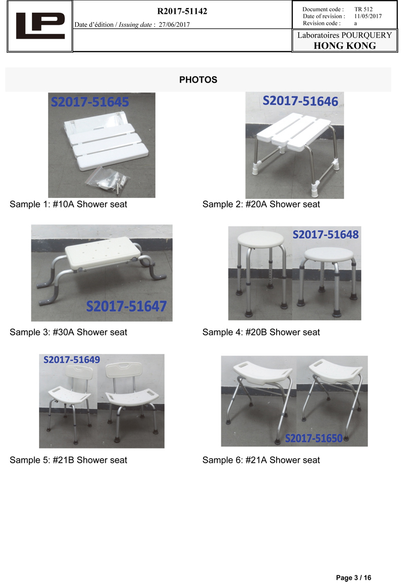 Aluminum Adjustable Bath Stool Shower Seat for Old Disabled People