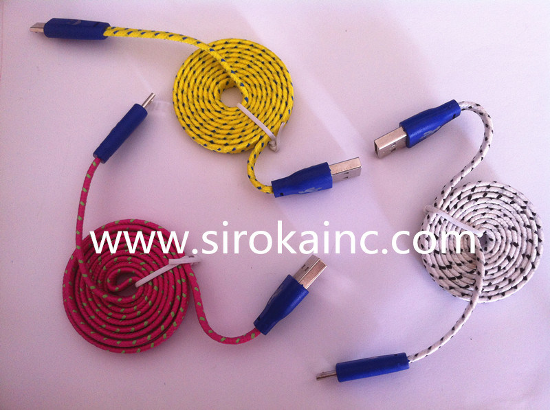 Nylon Fabric Charging USB Cable for 3.5mm Mini Speaker