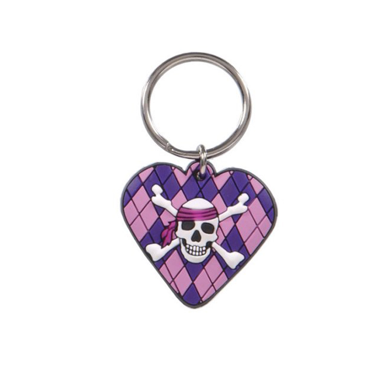 High Quality Heart Skull Design Custom PVC Keychain