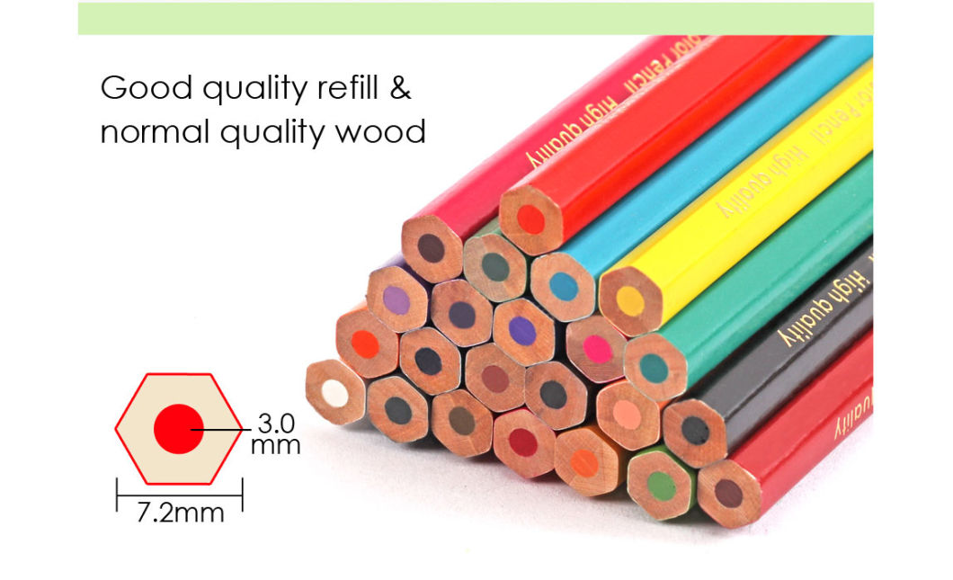 Foska 7.0'' 24 Colors Natural Wood Hexagonal Color Pencil