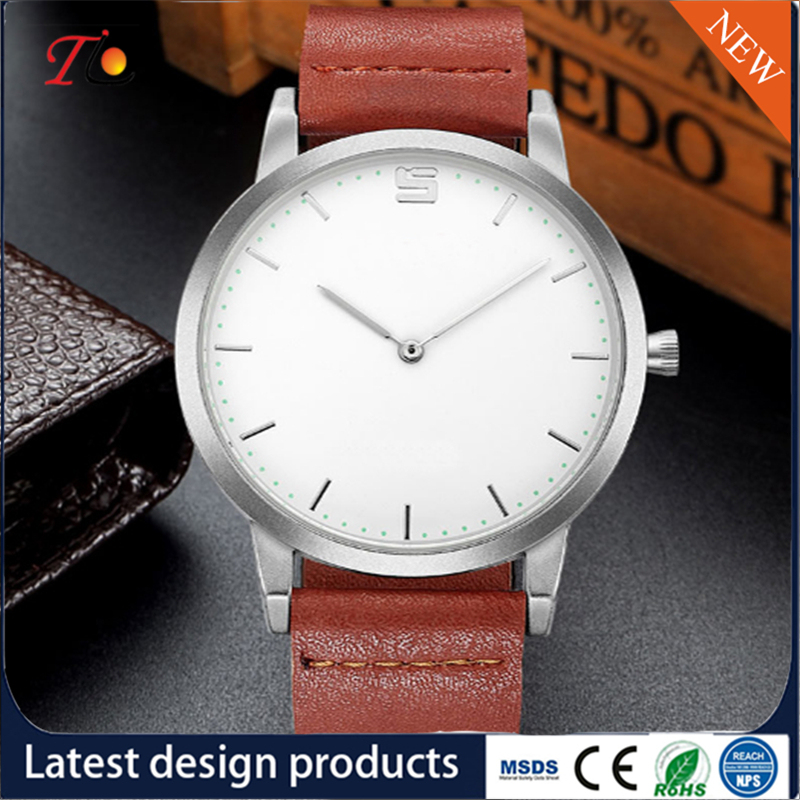 Fashion Design Round Simple PU Leather Strap Men's Wrist Watch