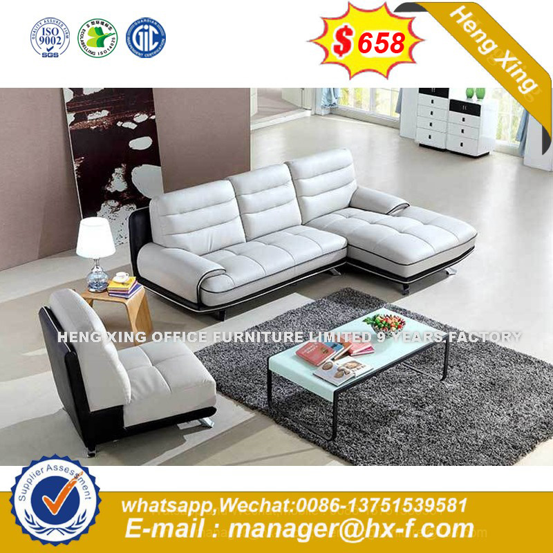 L Shape White Color Office Waiting Room Leather Sofa (HX-SL007)