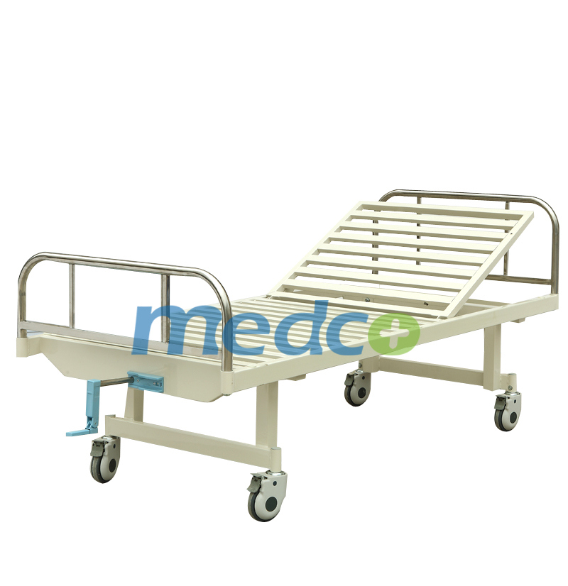 Ce& ISO One Crank Stainless Steel Hospital Patient Bed, Manual Hospital Bed