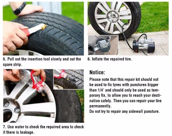 Motorcycle Car Tubeless Tire Tyre Puncture Plug Quick Repair Tool Kit